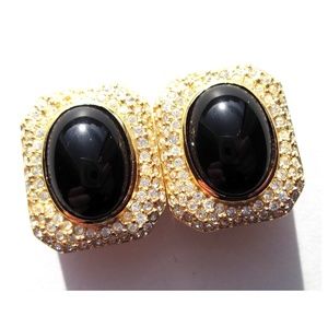 ✨ Vintage Christian Dior Clip-On Earrings Stamped CHR. DIOR Sparkly Bold